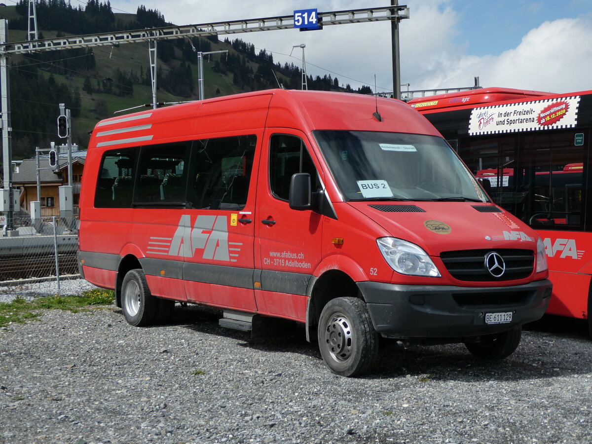 (234'840) - AFA Adelboden - Nr. 52/BE 611'129 - Mercedes am 26. April 2022 beim Bahnhof Zweisimmen