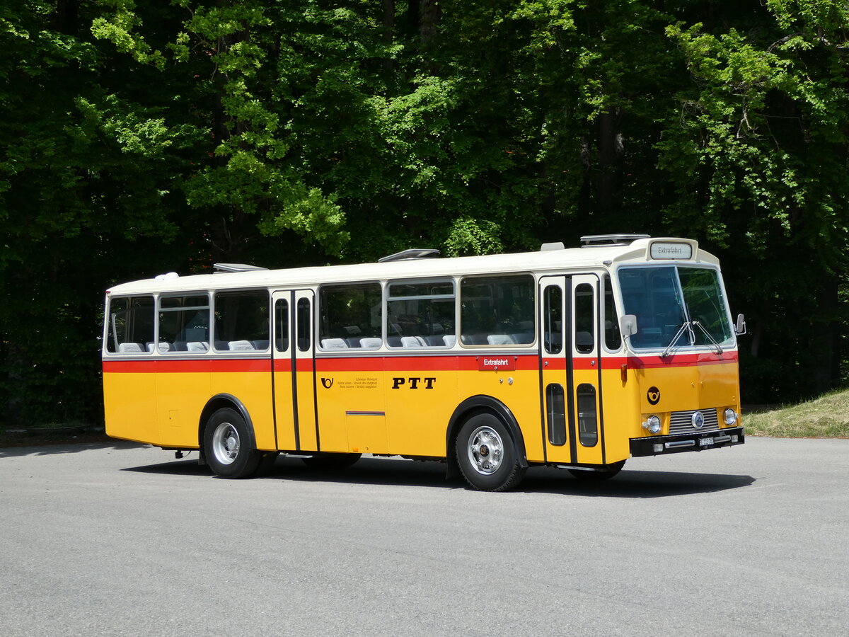 (235'649) - Gast, Reutigen - BE 113'160 - Saurer/Tscher (ex HPTrans, Thusis; ex Mauerhofer, Worb; ex Erni, Schupfart Nr. 3; ex P 24'636) am 15. Mai 2022 in Burgdorf, kihof Ziegelgut