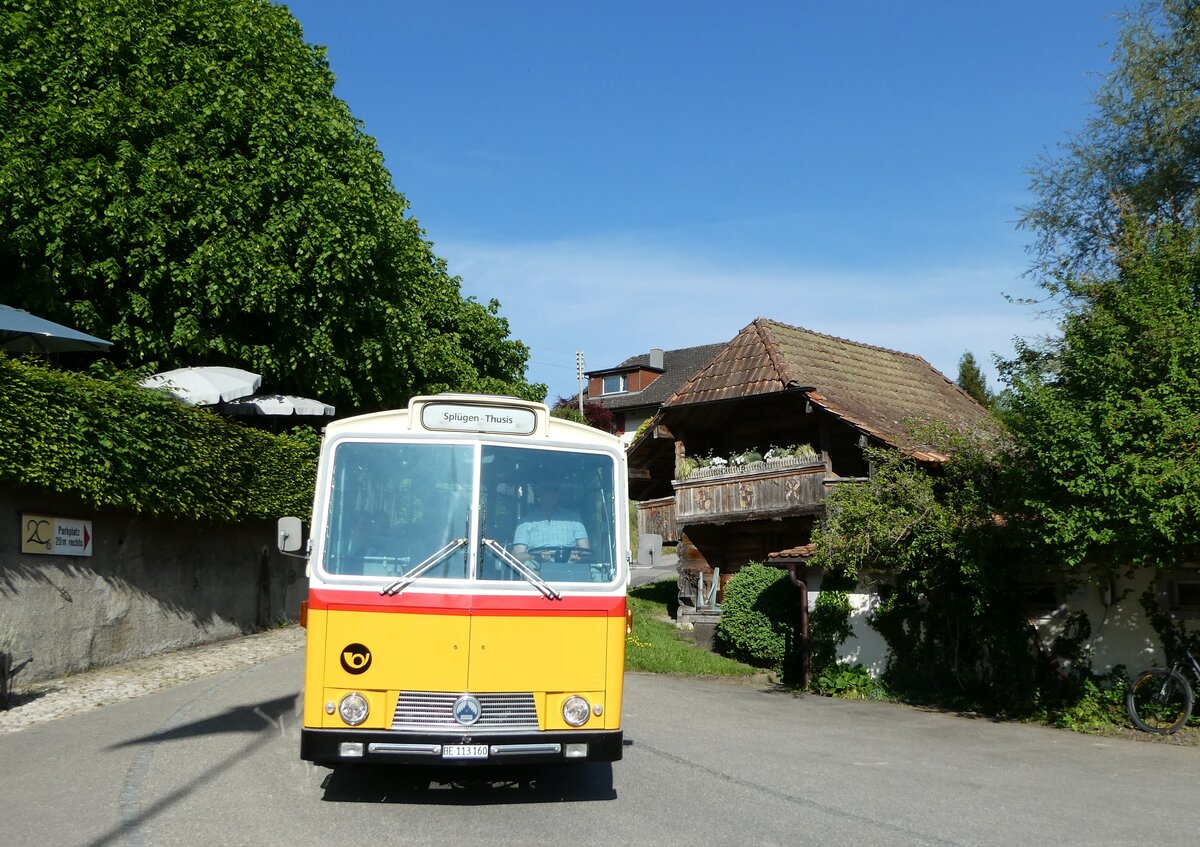 (235'721) - Gast, Reutigen - BE 113'160 - Saurer/Tscher (ex HPTrans, Thusis; ex Mauerhofer, Worb; ex Erni, Schupfart Nr. 3; ex P 24'636) am 15. Mai 2022 in Heimiswil, Lwen