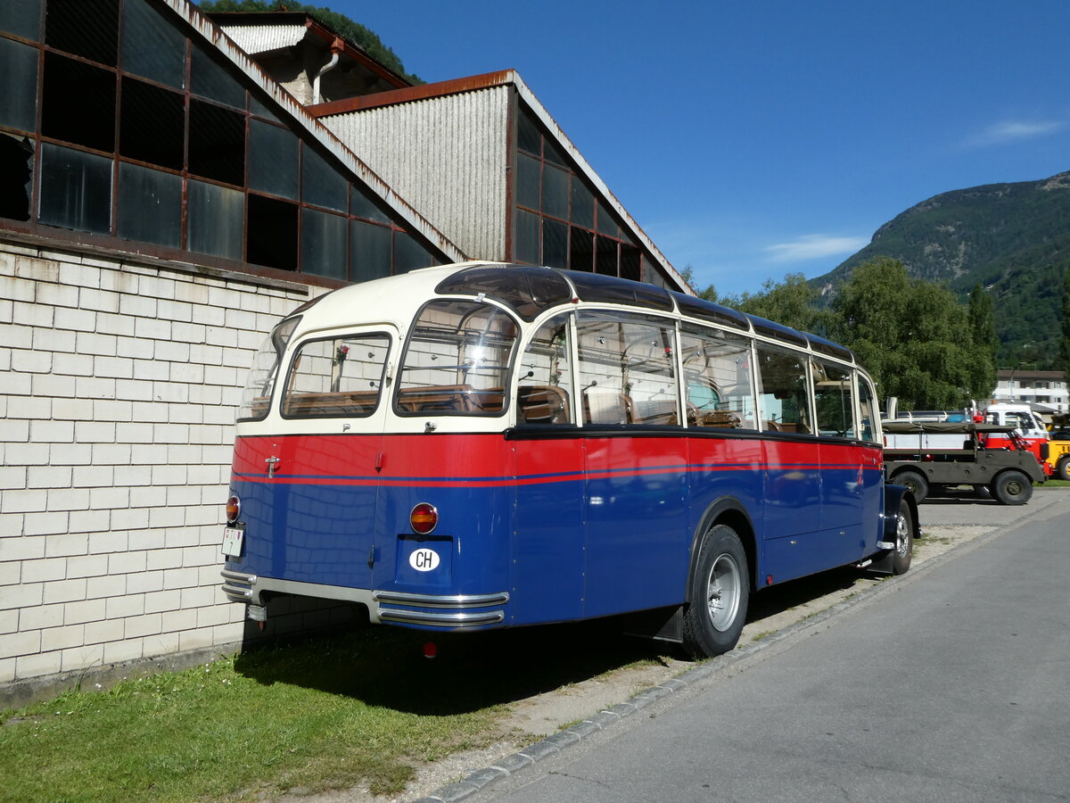 (237'042) - Repubblica e Cantone Ticino, Bellinzona - TI 7 - Saurer/Hess (ex TI 9; ex J+S, Bellinzona; ex M+79'532; ex P 23'141; ex P 2210) am 12. Juni 2022 in Faido, Garage Barenco