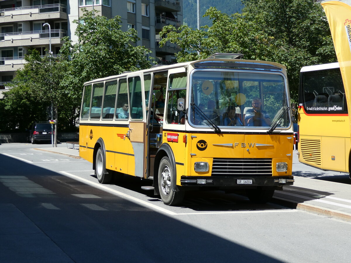 (237'154) - Wittwer, Chur - GR 16'004 - FBW/Gangloff (ex Eggenberger, Mriken; ex AVG Grindelwald Nr. 11; ex P 24'170) am 12. Juni 2022 beim Bahnhof Landquart