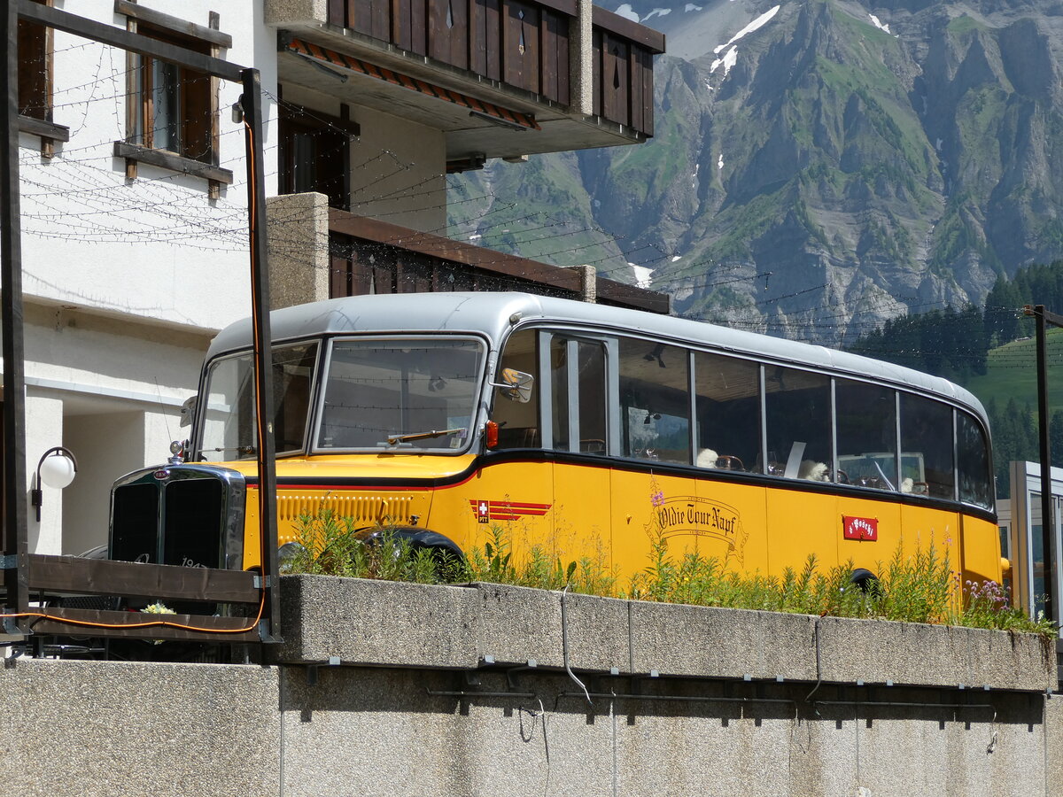 (237'314) - Peter, Luthern Bad - FBW/Gangloff (ex Reusser, Bassersdorf; ex Panel, Pverenges; ex P 24'562; ex P 1351) am 19. Juni 2022 in Adelboden, Hotel Beau Site (Teilaufnahme)