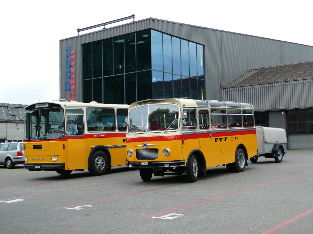 (237'535) - Schmid, Thrishaus - Nr. 9/BE 26'105 - Saurer/R&J (ex Geiger, Adelboden Nr. 9) am 26. Juni 2022 in Niederwangen, Pneu Fahrni