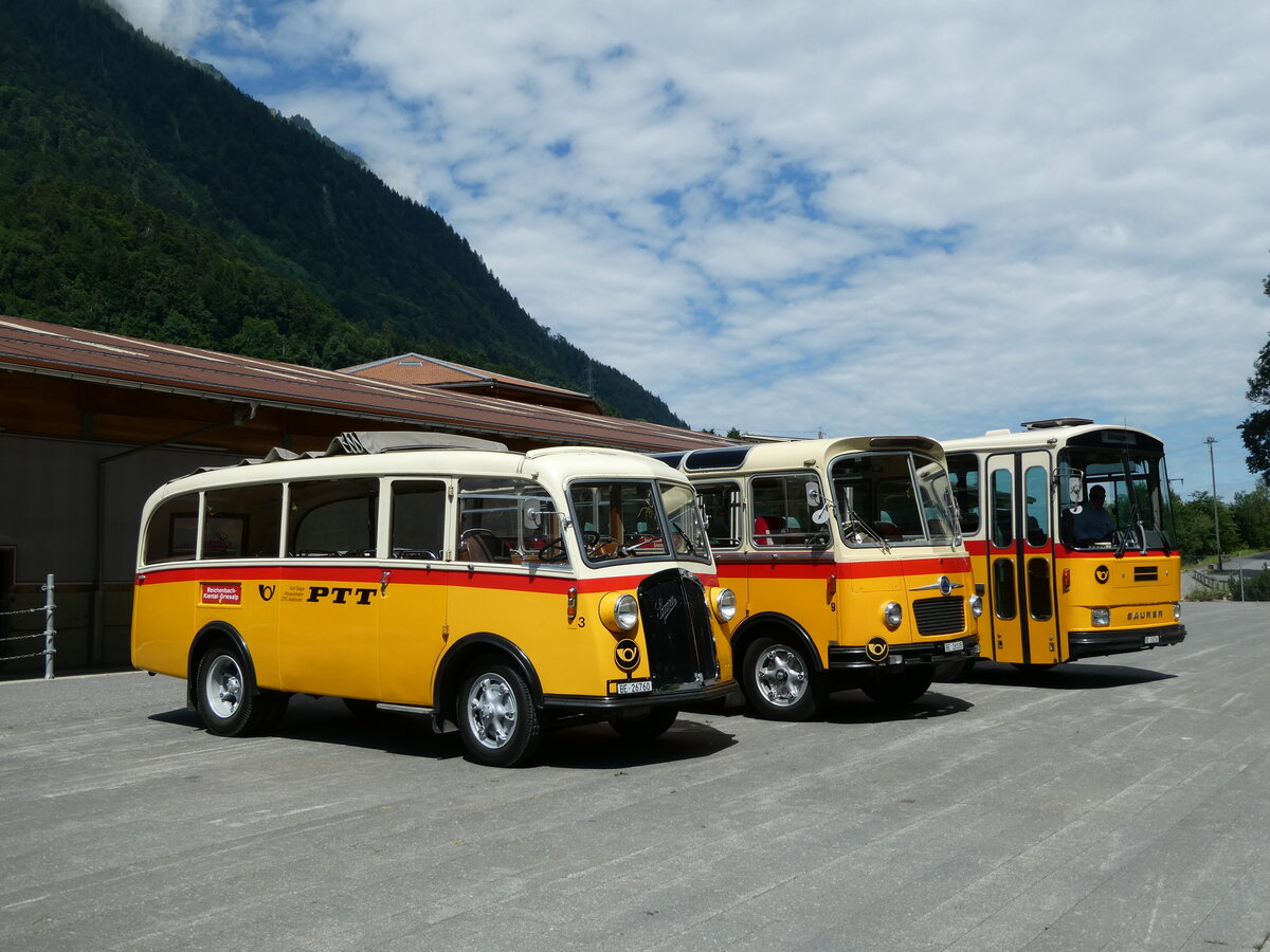 (237'591) - Schmid, Thrishaus - Nr. 3/BE 26'760 - Saurer/Gangloff (ex Geiger, Adelboden Nr. 3) am 26. Juni 2022 in Mlenen, Kanderarena