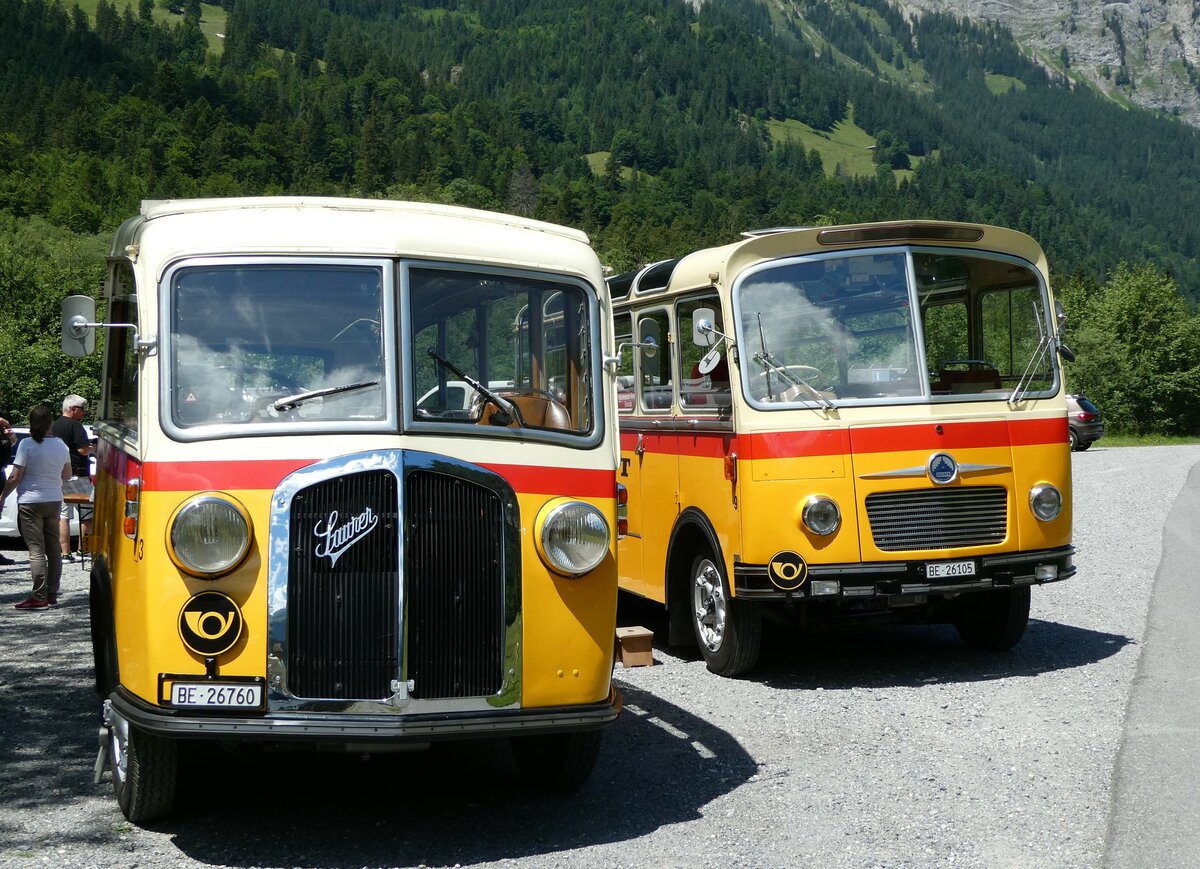 (237'624) - Schmid, Thrishaus - Nr. 3/BE 26'760 - Saurer/Gangloff (ex Geiger, Adelboden Nr. 3) am 26. Juni 2022 in Kiental, Tschingelsee