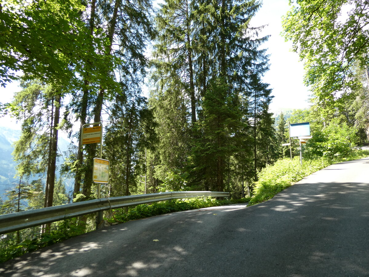 (237'660) - PostAuto-Haltestelle am 26. Juni 2022 in Kiental, Pochtenalp Abzw. Waldrand