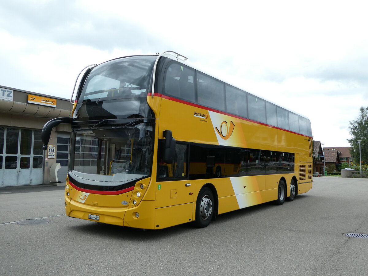 (239'244) - PostAuto Ostschweiz - SG 445'309 - Alexander Dennis (ex CarPostal Ouest; ex PostAuto Ostschweiz SG 445'309) am 20. August 2022 in Nesslau, Garage