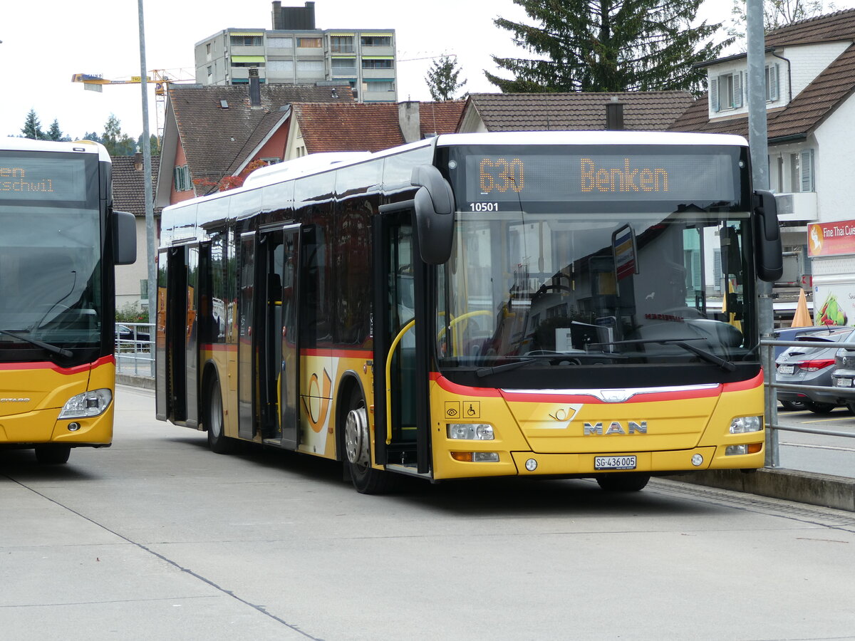 (239'273) - PostAuto Ostschweiz - SG 436'005 - MAN am 20. August 2022 beim Bahnhof Uznach