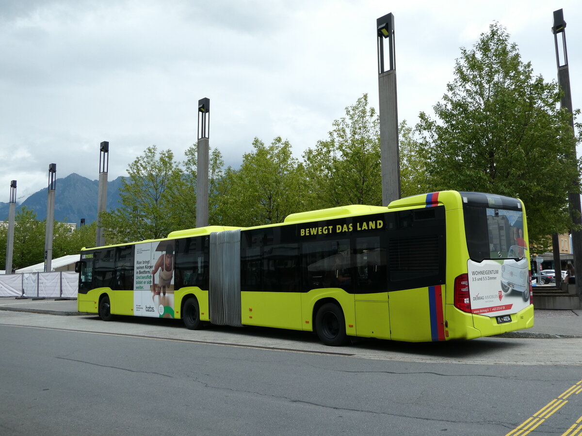 (239'296) - Aus Liechtenstein: BOS PS Anstalt, Vaduz - Nr. 592/FL 40'234 - Mercedes (ex PLA Vaduz/FL Nr. 61) am 20. August 2022 beim Bahnhof Sargans