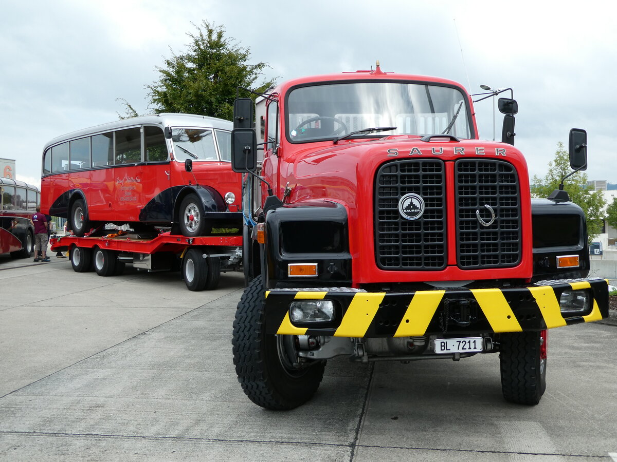 (239'695) - Stterlin, Schnenbuch - BL 7211 - Saurer + Saurer/Gangloff (ex Geiger, Adelboden Nr. 11; ex P 23'100; ex P 2153) am 27. August 2022 in Oberkirch, CAMPUS Sursee