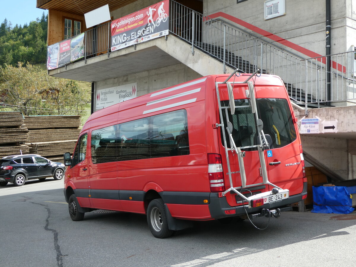 (239'959) - Elsigenalp Bahnen, Achseten - BE 243 - Mercedes (ex AFA Adelboden Nr. 53) am 6. September 2022 in Achseten, Elsigbach