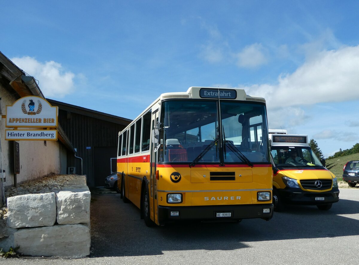 (240'108) - Kolb, Grasswil - Nr. 3/BE 93'915 - Saurer/R&J (ex Schmocker, Stechelberg Nr. 3; ex Schmocker, Stechelberg Nr. 1; ex Gertsch, Stechelberg Nr. 1) am 18. September 2022 in Herbetswil, Hinterer Brandberg