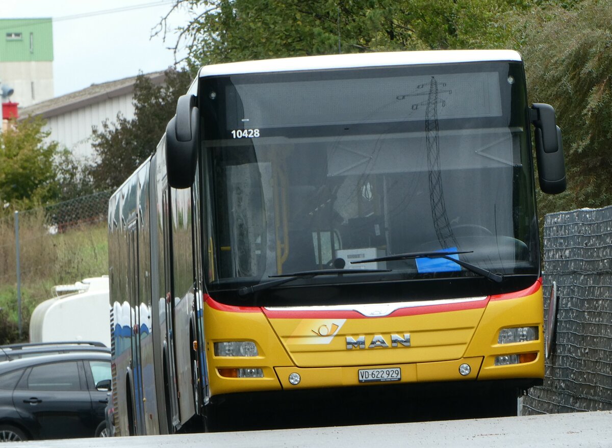 (240'179) - CarPostal Ouest - VD 622'929 - MAN (ex Faucherre, Moudon) am 24. September 2022 in Moudon, Garage