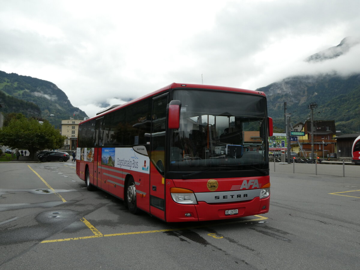 (240'238) - AFA Adelboden - Nr. 24/BE 26'701 - Setra am 25. September 2022 in Meiringen, Postautostation (Einsatz: PostAuto fr Engstlenalp-Bus)