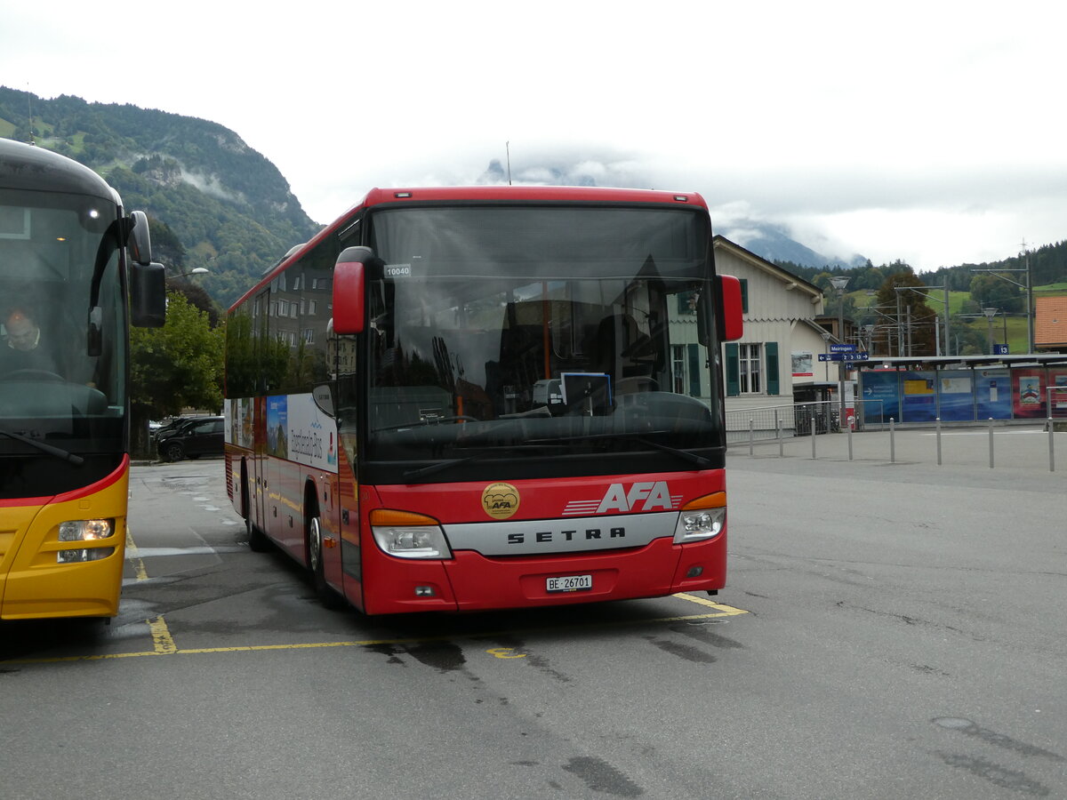 (240'243) - AFA Adelboden - Nr. 24/BE 26'701 - Setra am 25. September 2022 in Meiringen, Postautostation (Einsatz: PostAuto fr Engstlenalp-Bus)