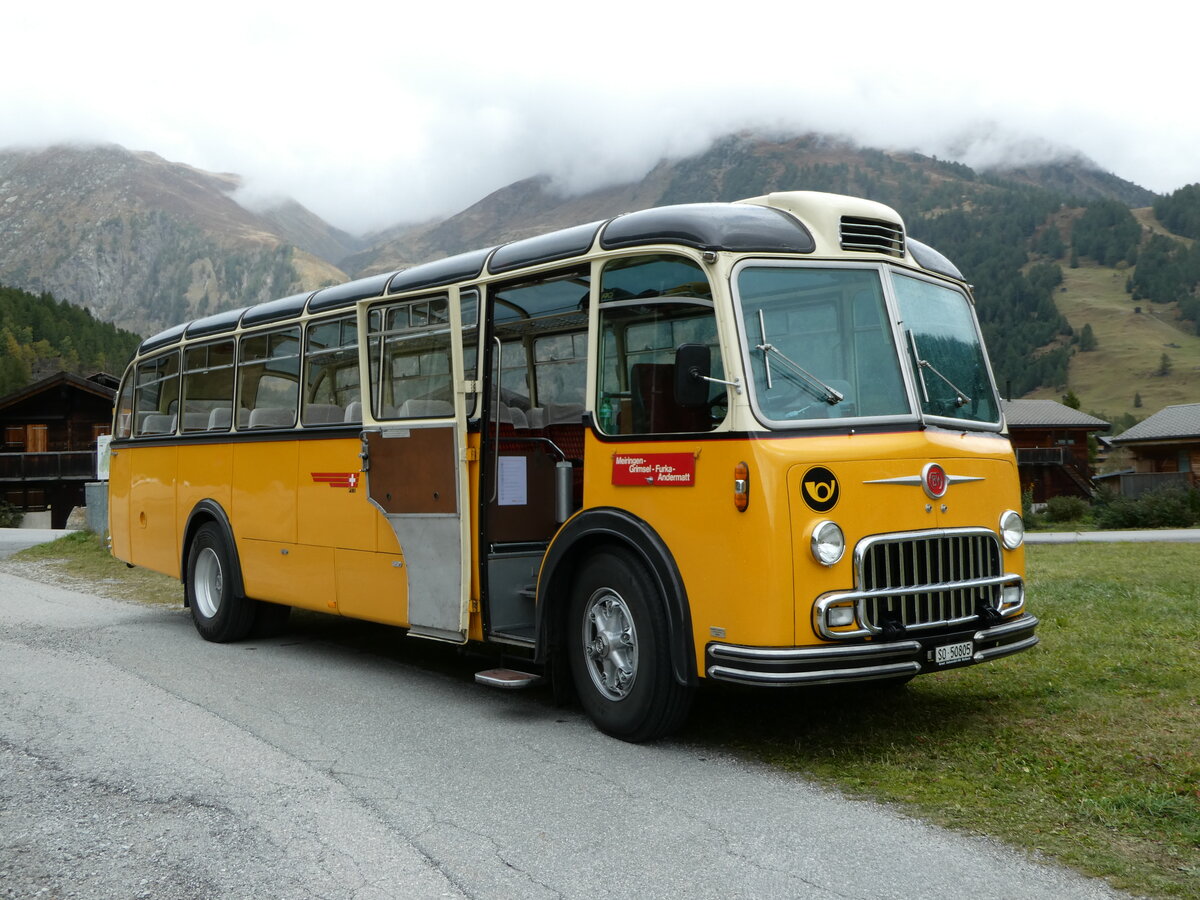 (240'280) - Gerber, Matzendorf - SO 50'805 - FBW/R&J (ex Kontiki, Wettingen; ex P 24'001; ex P 21'501) am 25. September 2022 in Oberwald, Dampfbahnstrasse