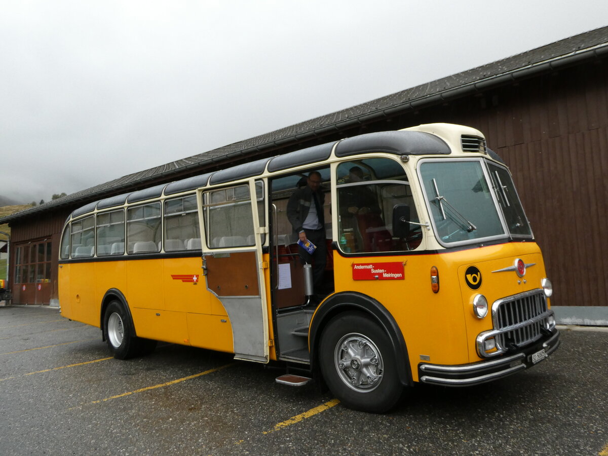 (240'318) - Gerber, Matzendorf - SO 50'805 - FBW/R&J (ex Kontiki, Wettingen; ex P 24'001; ex P 21'501) am 25. September 2022 beim Bahnhof Realp DFB