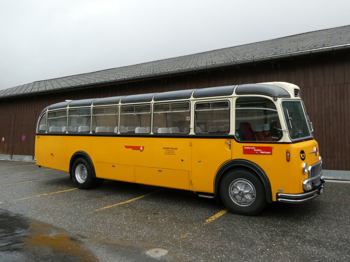 (240'323) - Gerber, Matzendorf - SO 50'805 - FBW/R&J (ex Kontiki, Wettingen; ex P 24'001; ex P 21'501) am 25. September 2022 beim Bahnhof Realp DFB