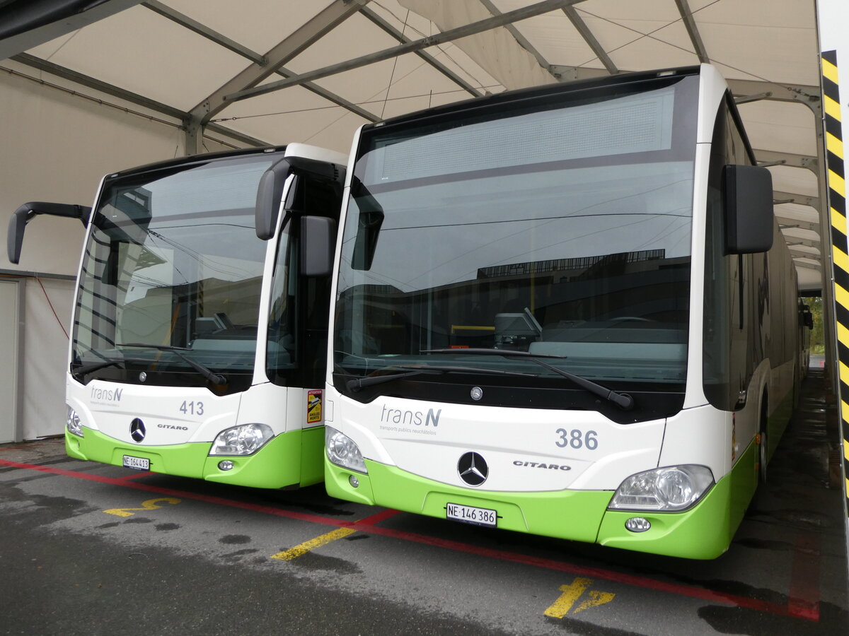 (240'411) - transN, La Chaux-de-Fonds - Nr. 386/NE 146'386 - Mercedes am 1. Oktober 2022 in La Chaux-de-Fonds, Dpt