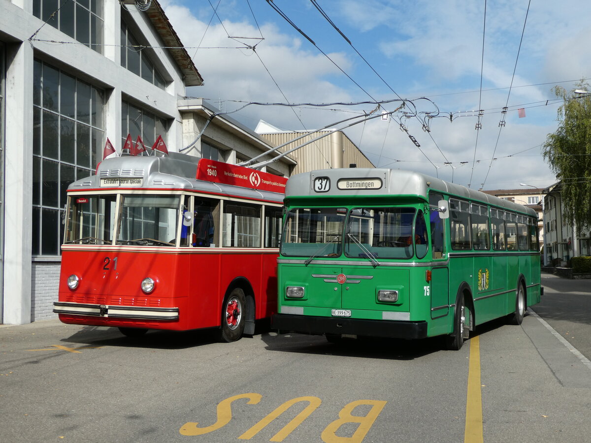 (240'850) - BVB Basel (RWB) - Nr. 75/BE 399'675 - FBW/FHS am 9. Oktober 2022 in Biel, Depot VB