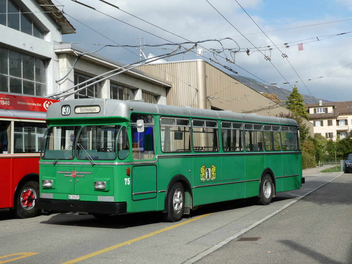 (240'852) - BVB Basel (RWB) - Nr. 75/BE 399'675 - FBW/FHS am 9. Oktober 2022 in Biel, Depot VB