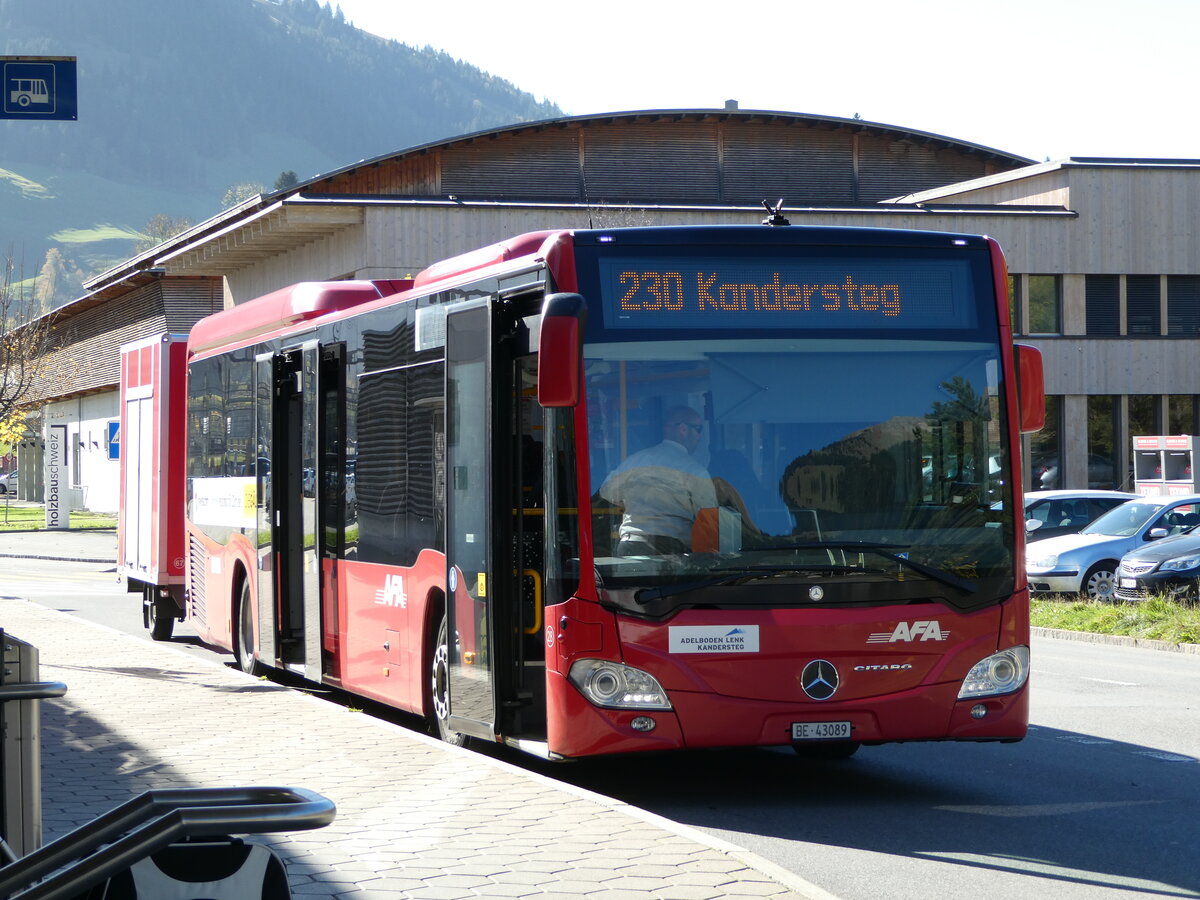 (241'873) - AFA Adelboden - Nr. 28/BE 43'089 - Mercedes am 27. Oktober 2022 beim Bahnhof Frutigen