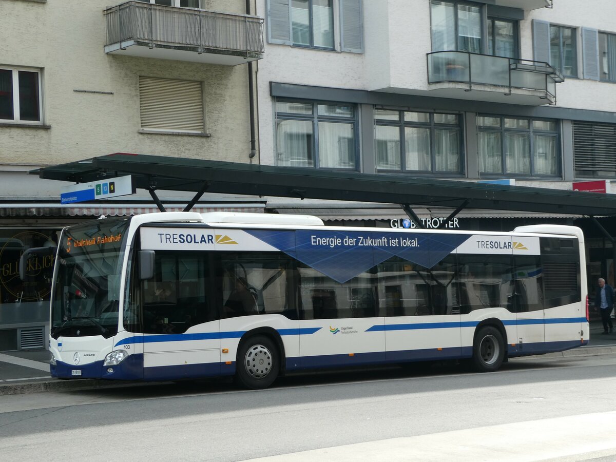 (242'021) - ZVB Zug - Nr. 103/ZG 88'103 - Mercedes am 31. Oktober 2022 beim Bahnhof Zug