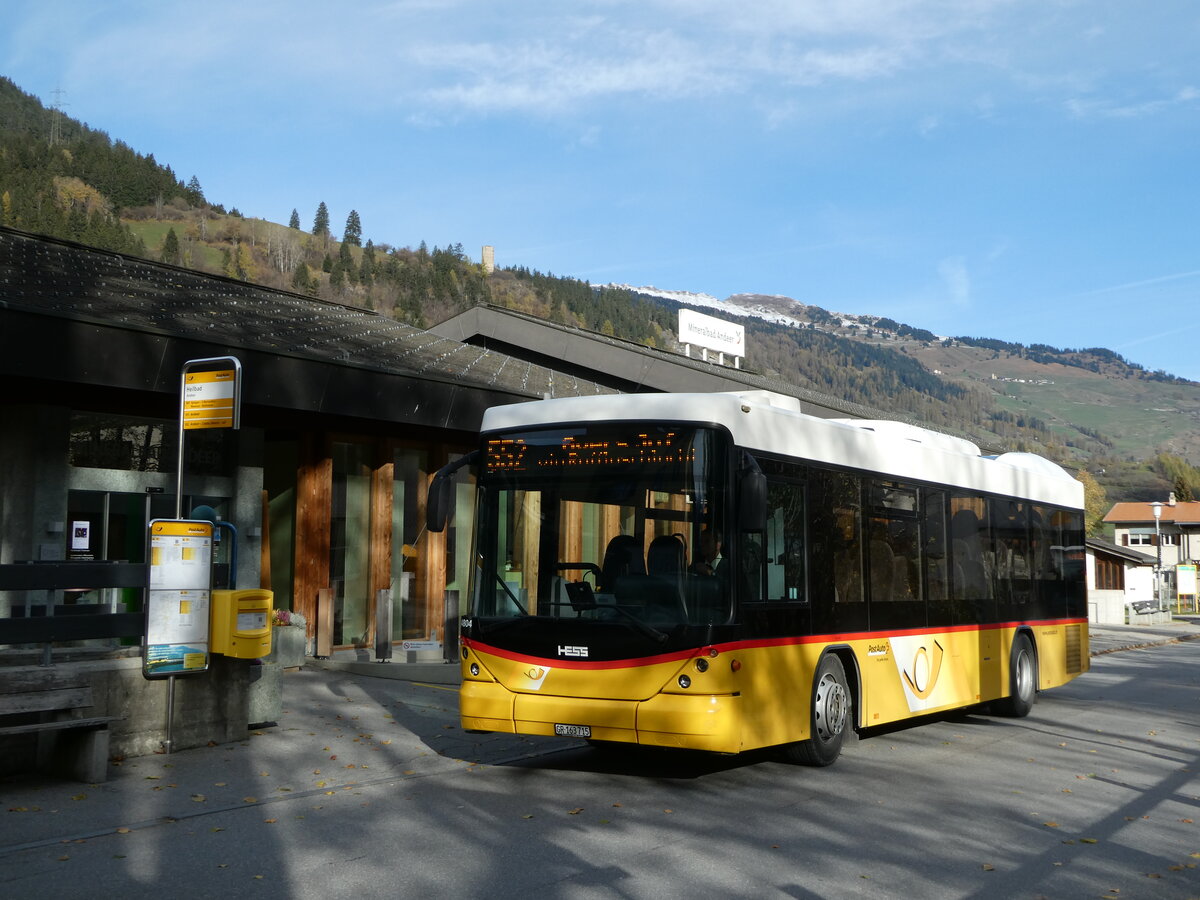 (242'262) - Gaudenz, Andeer - GR 163'715 - Scania/Hess (ex Stutz, Jonen; ex PostAuto Bern; ex AVG Meiringen Nr. 67; ex AVG Meiringen Nr. 76; ex Steiner, Messen) am 8. November 2022 in Andeer, Heilbad