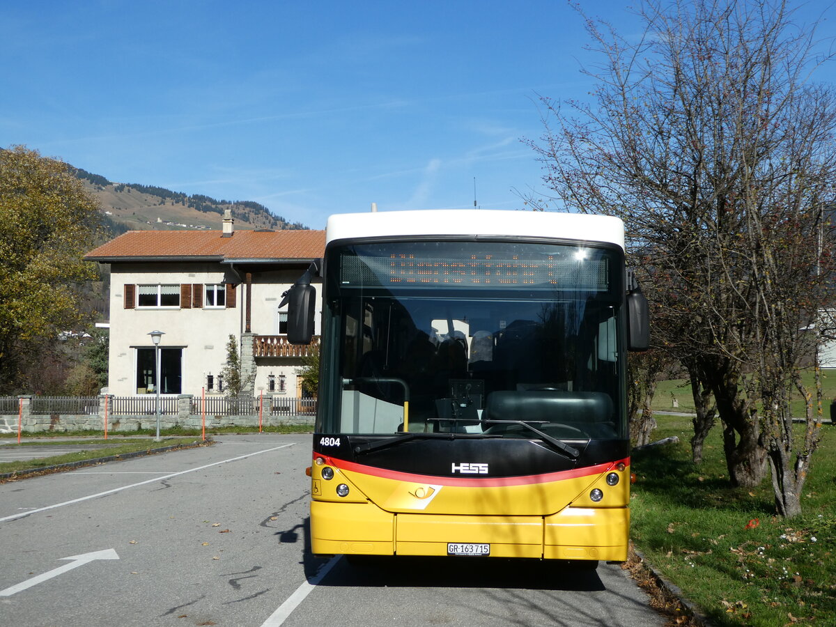 (242'292) - Gaudenz, Andeer - GR 163'715 - Scania/Hess (ex Stutz, Jonen; ex PostAuto Bern; ex AVG Meiringen Nr. 67; ex AVG Meiringen Nr. 76; ex Steiner, Messen) am 8. November 2022 in Andeer, Parkplatz