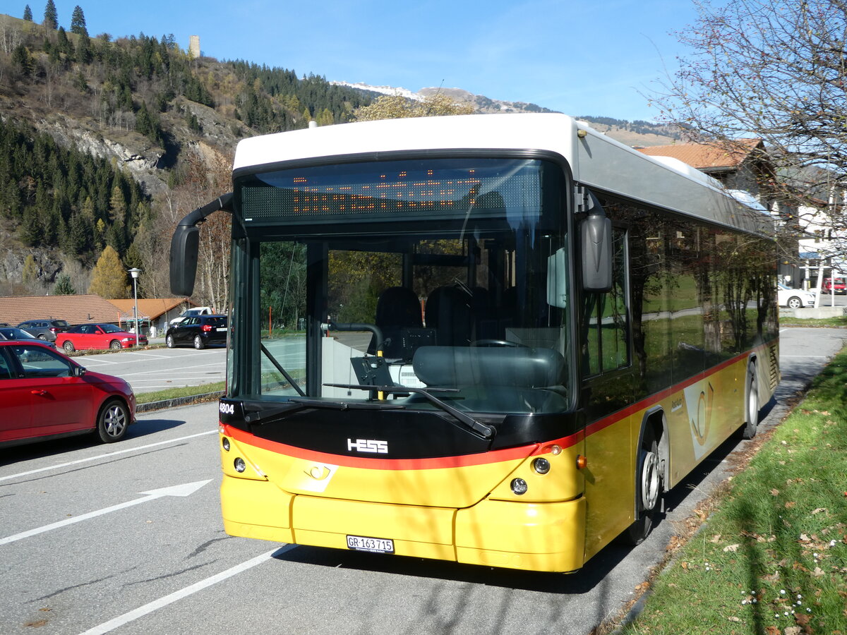 (242'293) - Gaudenz, Andeer - GR 163'715 - Scania/Hess (ex Stutz, Jonen; ex PostAuto Bern; ex AVG Meiringen Nr. 67; ex AVG Meiringen Nr. 76; ex Steiner, Messen) am 8. November 2022 in Andeer, Parkplatz