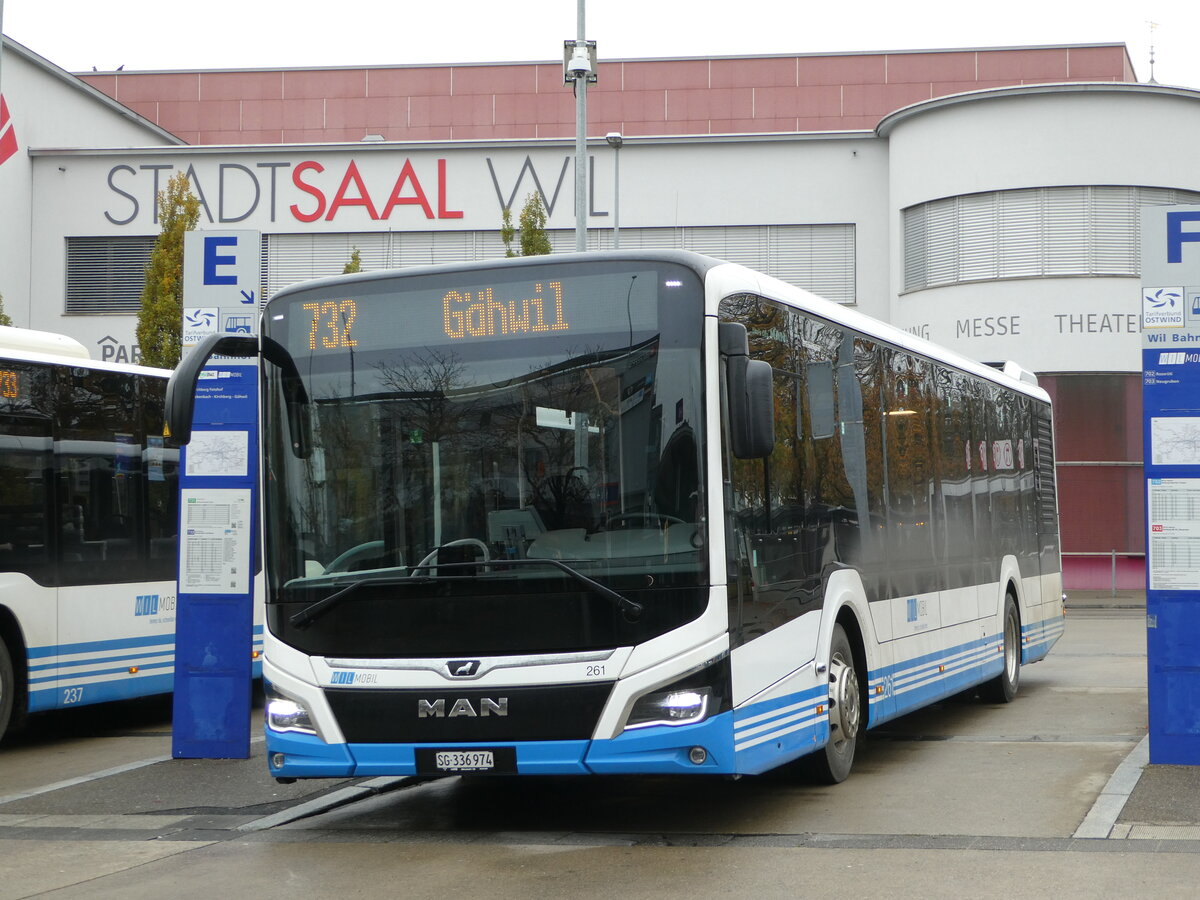 (242'618) - WilMobil, Wil - Nr. 261/SG 336'974 - MAN am 13. November 2022 beim Bahnhof Wil