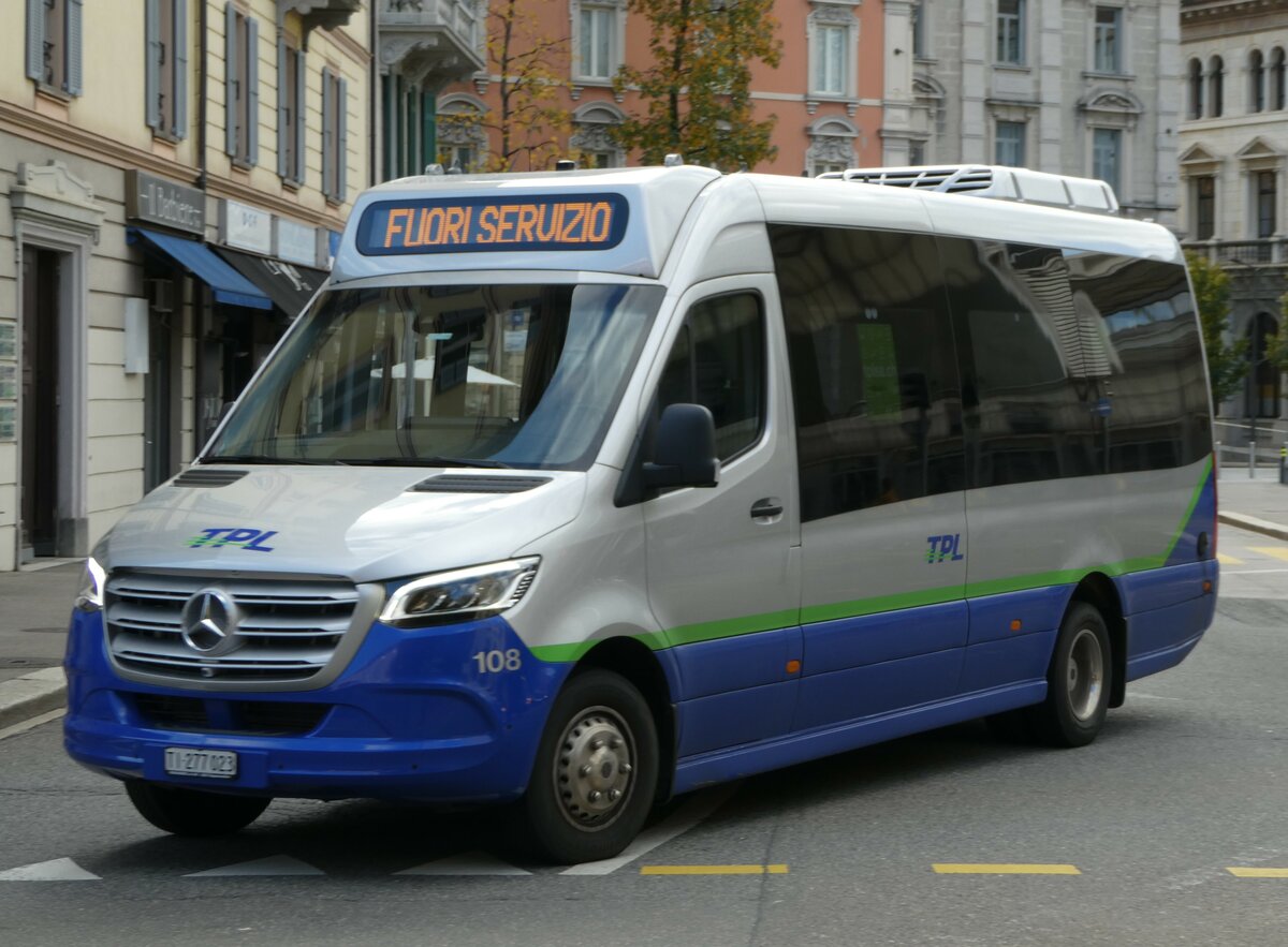 (242'878) - TPL Lugano - Nr. 108/TI 277'023 - Mercedes/Auto-CUBY am 17. November 2022 in Lugano, Centro