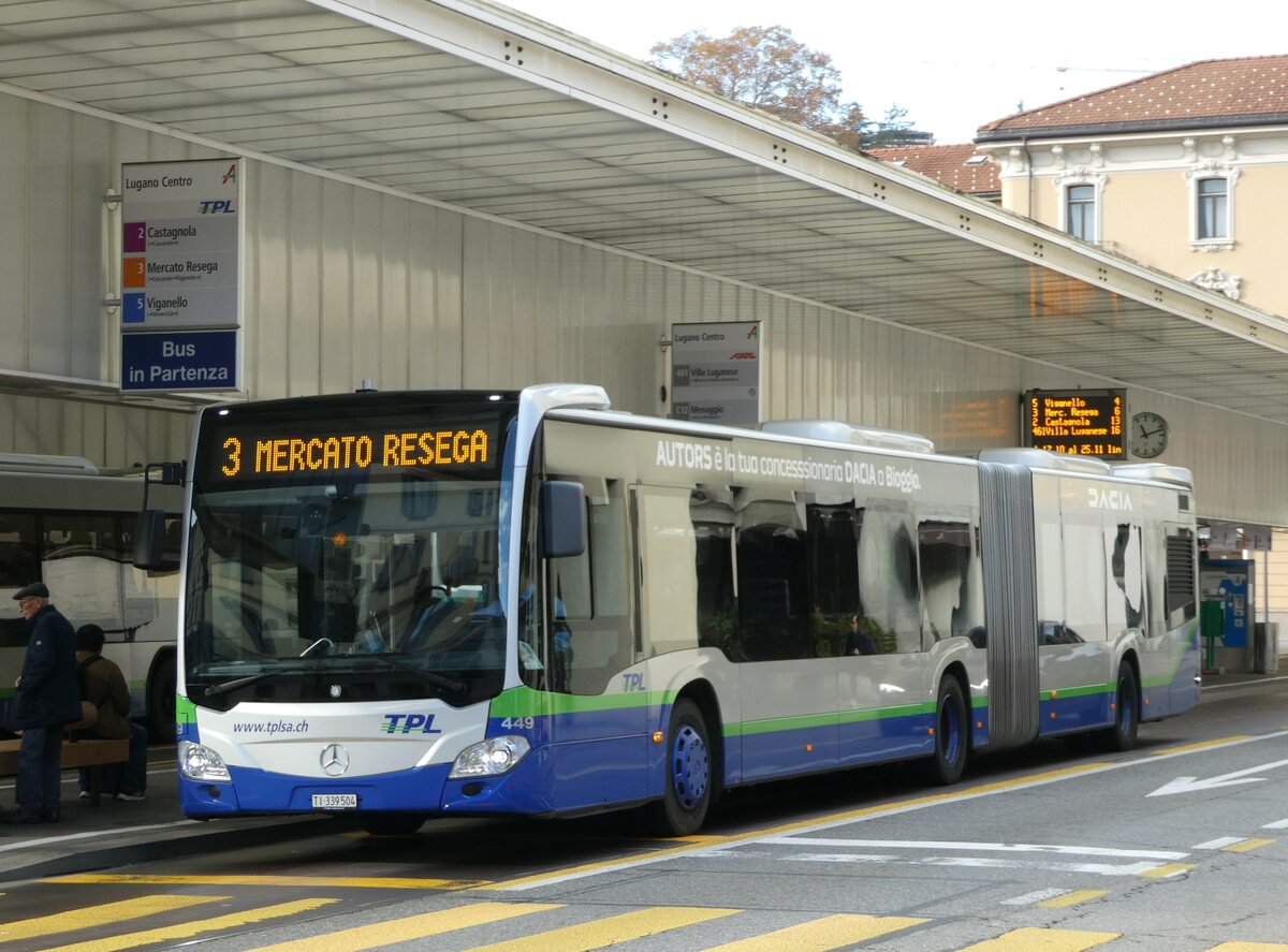 (242'879) - TPL Lugano - Nr. 449/TI 339'504 - Mercedes am 17. November 2022 in Lugano, Centro