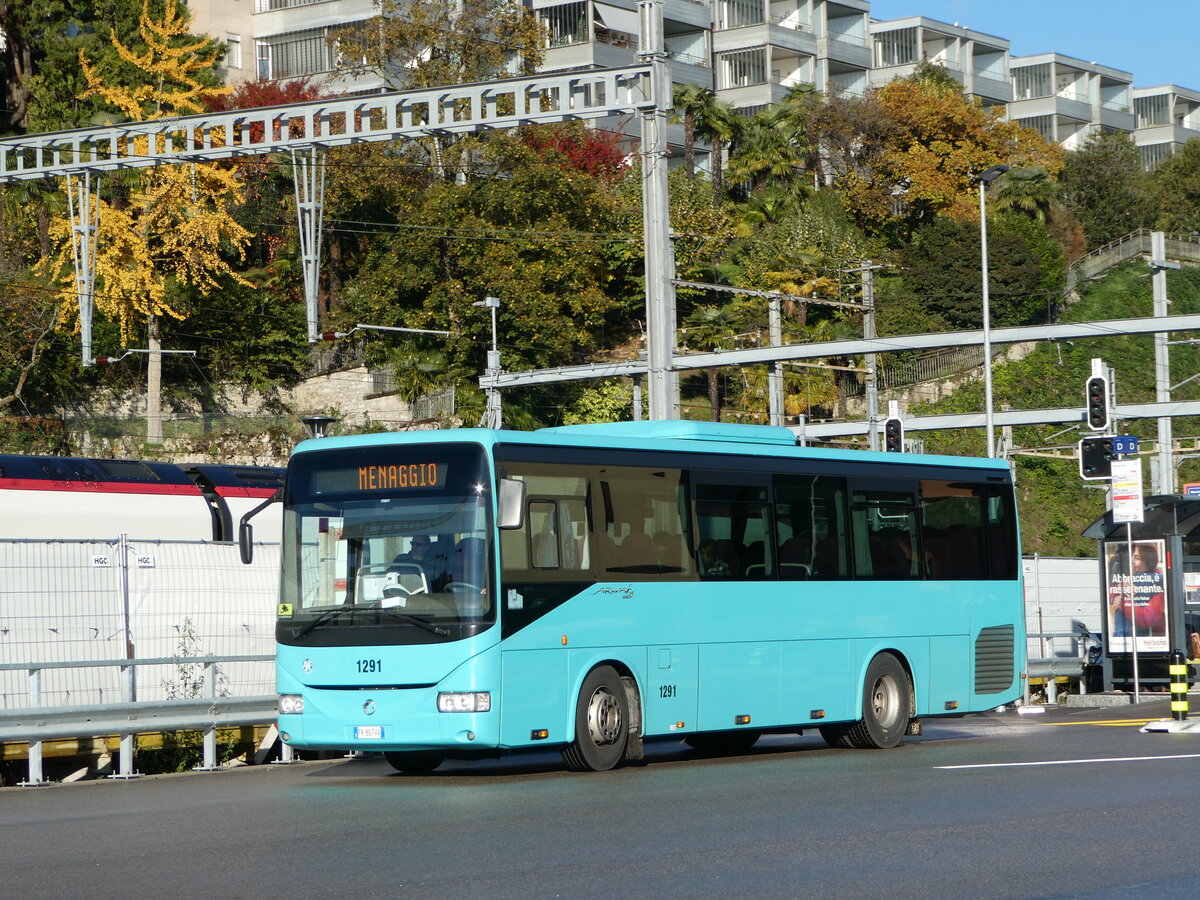 (242'968) - Aus Italien: ASF Como - Nr. 1291/FK-867 VV - Irisbus am 18. November 2022 beim Bahnhof Lugano