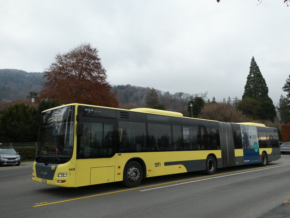 (243'484) - STI Thun - Nr. 145/BE 801'145 - MAN am 7. Dezember 2022 bei der Schifflndte Thun