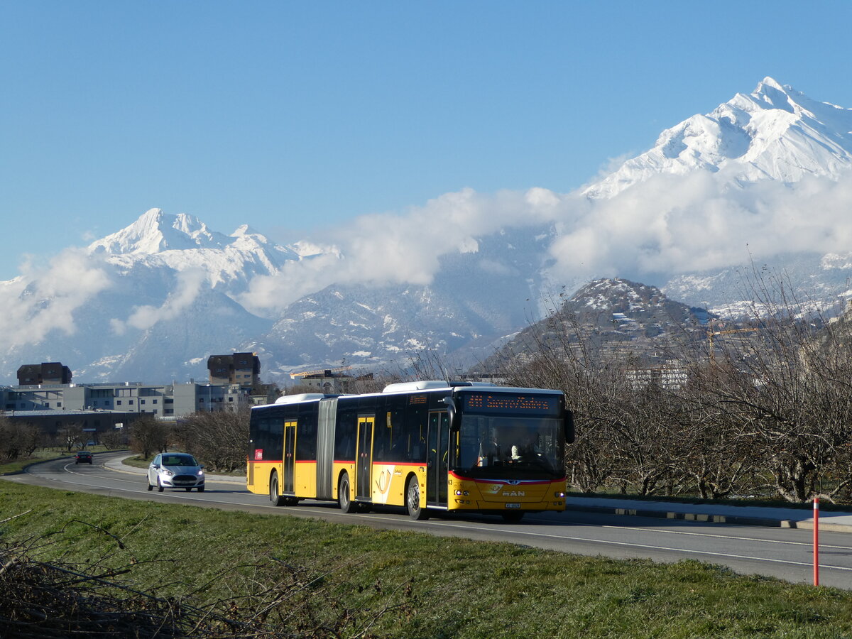 (243'757) - PostAuto Wallis - Nr. 63/VS 49'629 - MAN am 11. Dezember 2022 in Bramois, La Borgne