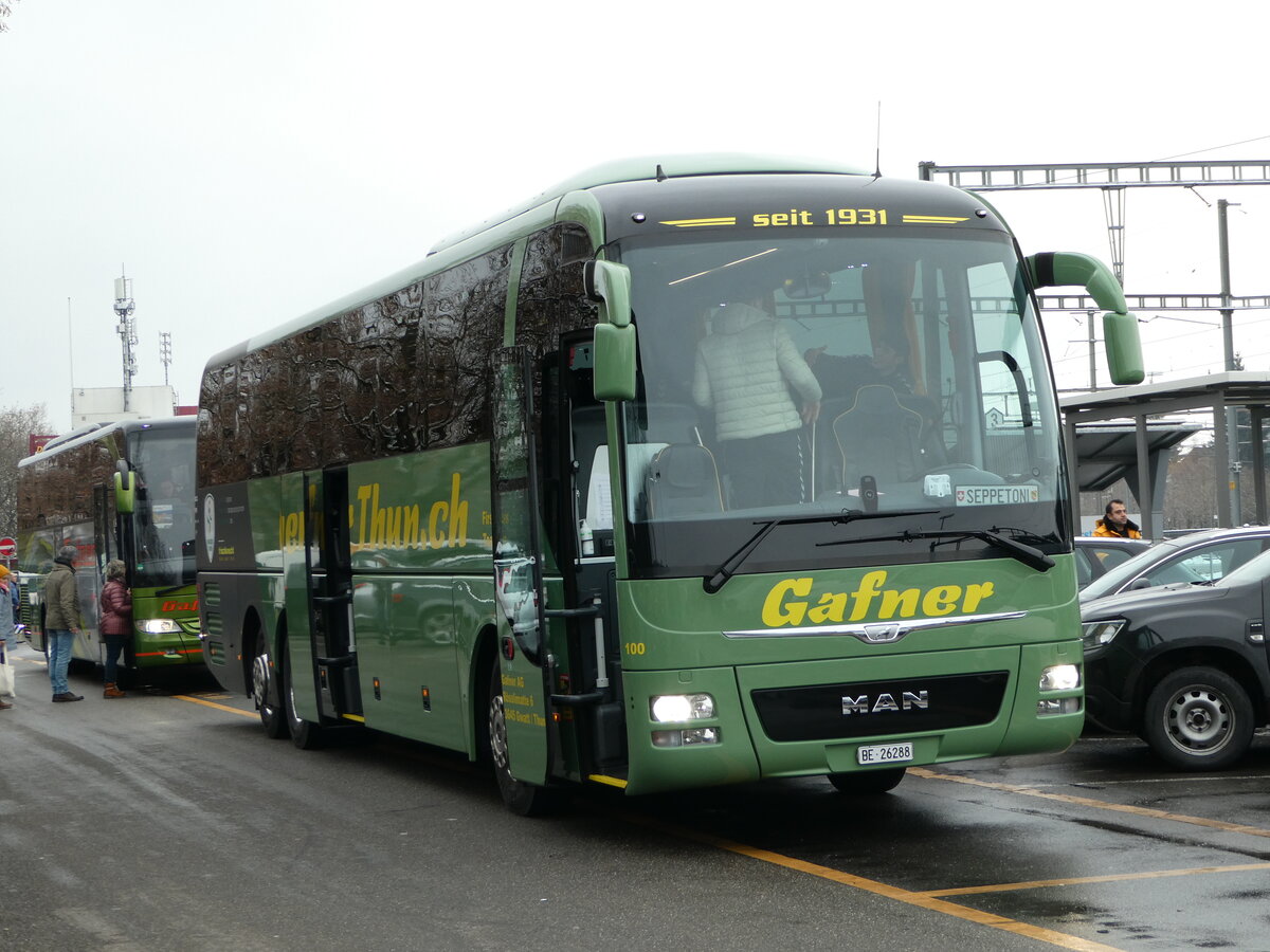 (243'981) - Gafner, Gwatt - Nr. 100/BE 26'288 - MAN (ex PostAuto Bern) am 17. Dezember 2022 in Thun, CarTerminal