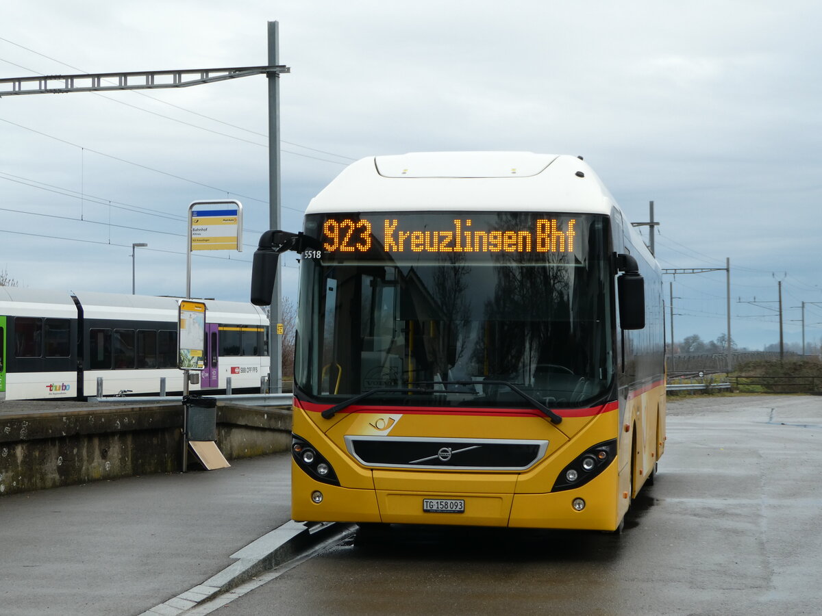 (244'079) - PostAuto Ostschweiz - TG 158'093 - Volvo (ex PostAzto Nordschweiz) am 21. Dezember 2022 beim Bahnhof Altnau