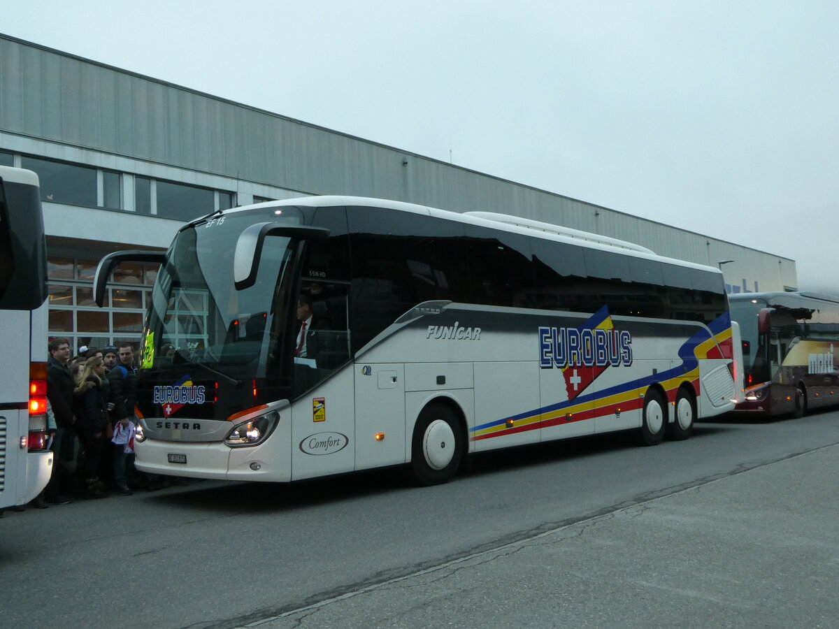 (244'534) - Funi-Car, Biel - Nr. 15/BE 203'815 - Setra am 7. Januar 2023 beim Bahnhof Frutigen