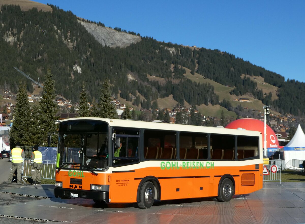 (244'616) - Gohl, Herzogenbuchsee - BE 815'877 - MAN/Lauber (ex AMSA Chiasso Nr. 19; ex Tresch, Amsteg PID 2290) am 7. Januar 2023 in Adelboden, Weltcup