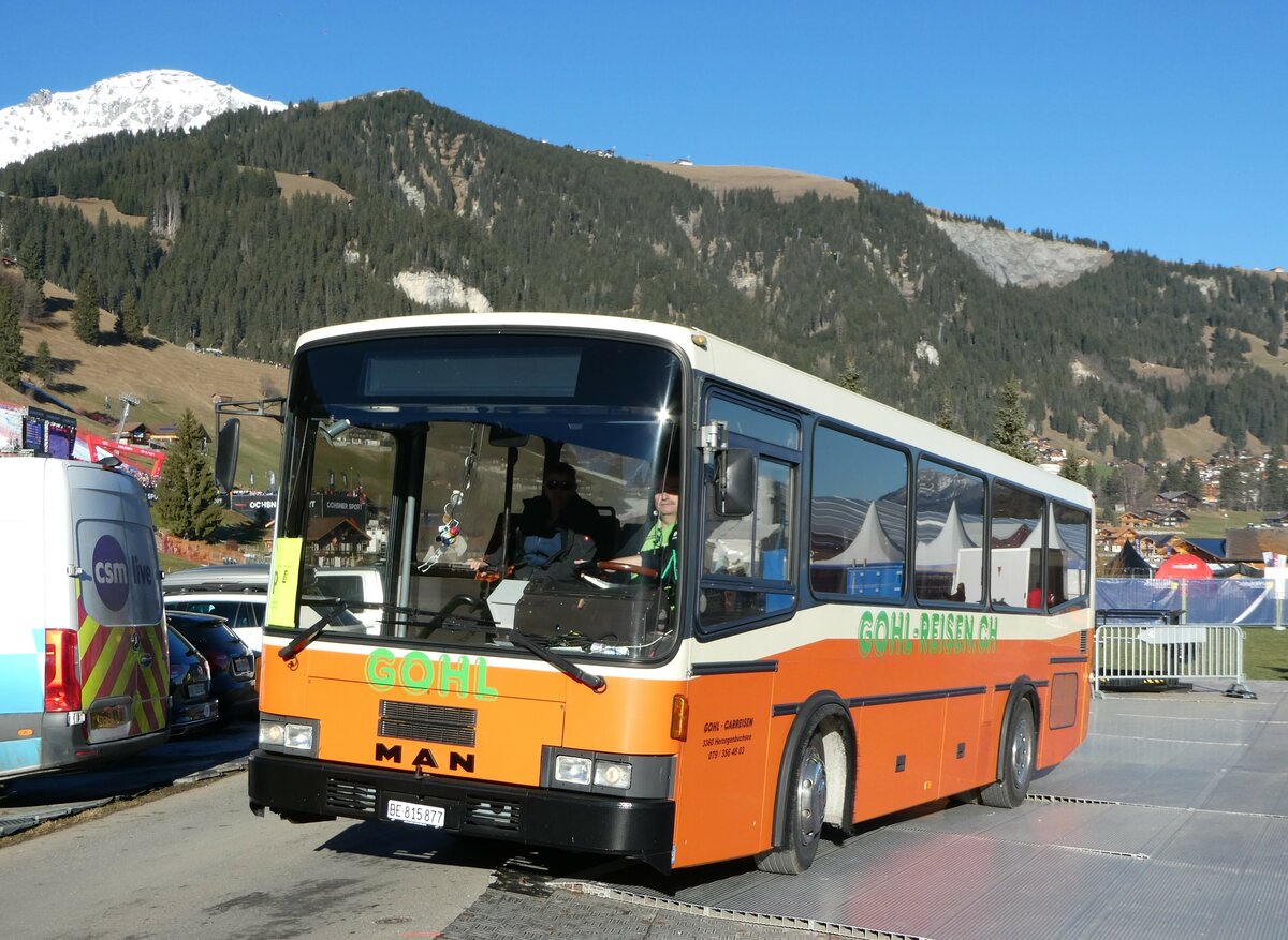 (244'617) - Gohl, Herzogenbuchsee - BE 815'877 - MAN/Lauber (ex AMSA Chiasso Nr. 19; ex Tresch, Amsteg PID 2290) am 7. Januar 2023 in Adelboden, Weltcup