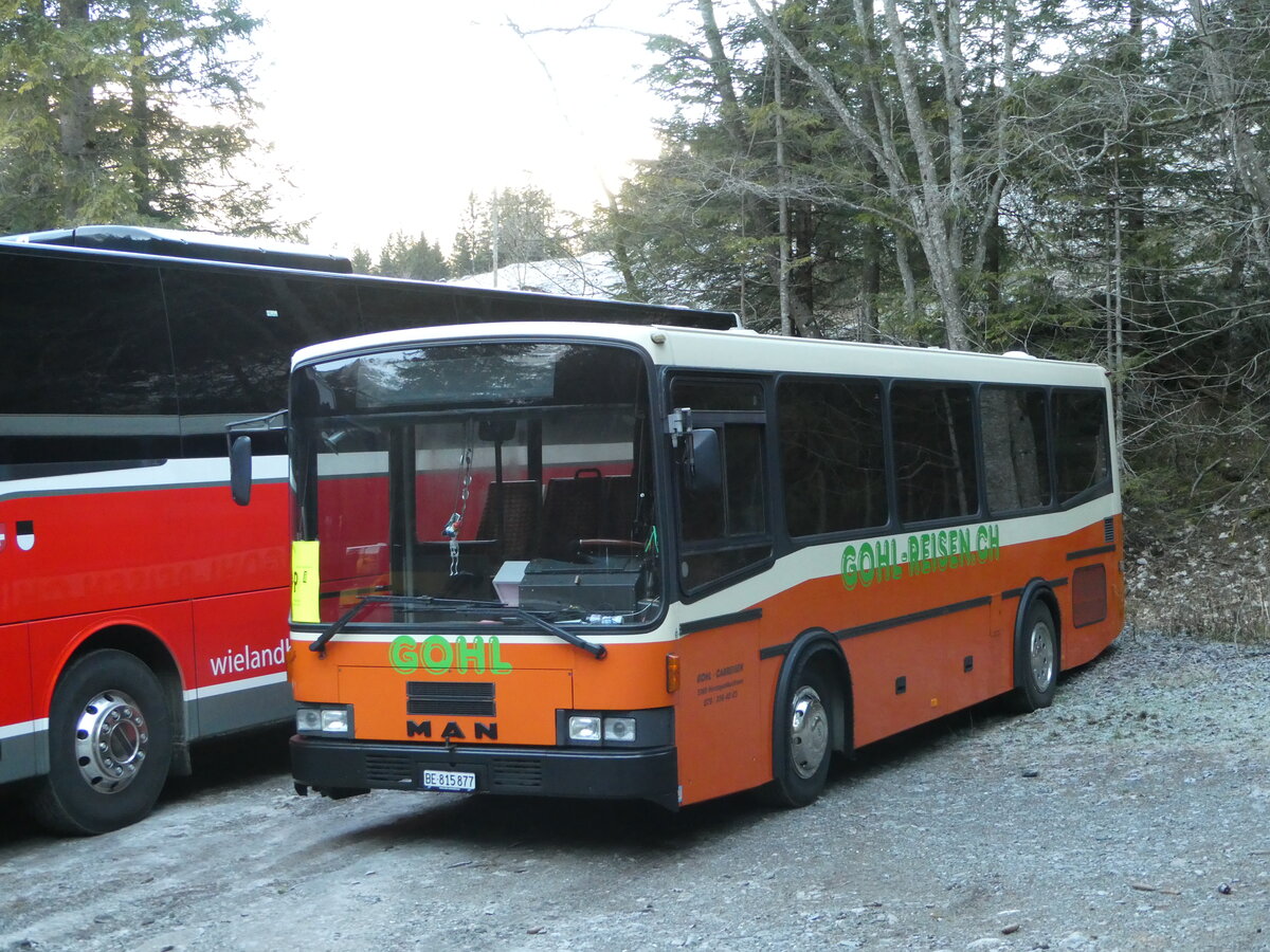 (244'655) - Gohl, Herzogenbuchsee - BE 815'877 - MAN/Lauber (ex AMSA Chiasso Nr. 19; ex Tresch, Amsteg PID 2290) am 7. Januar 2023 in Adelboden, Unter dem Birg