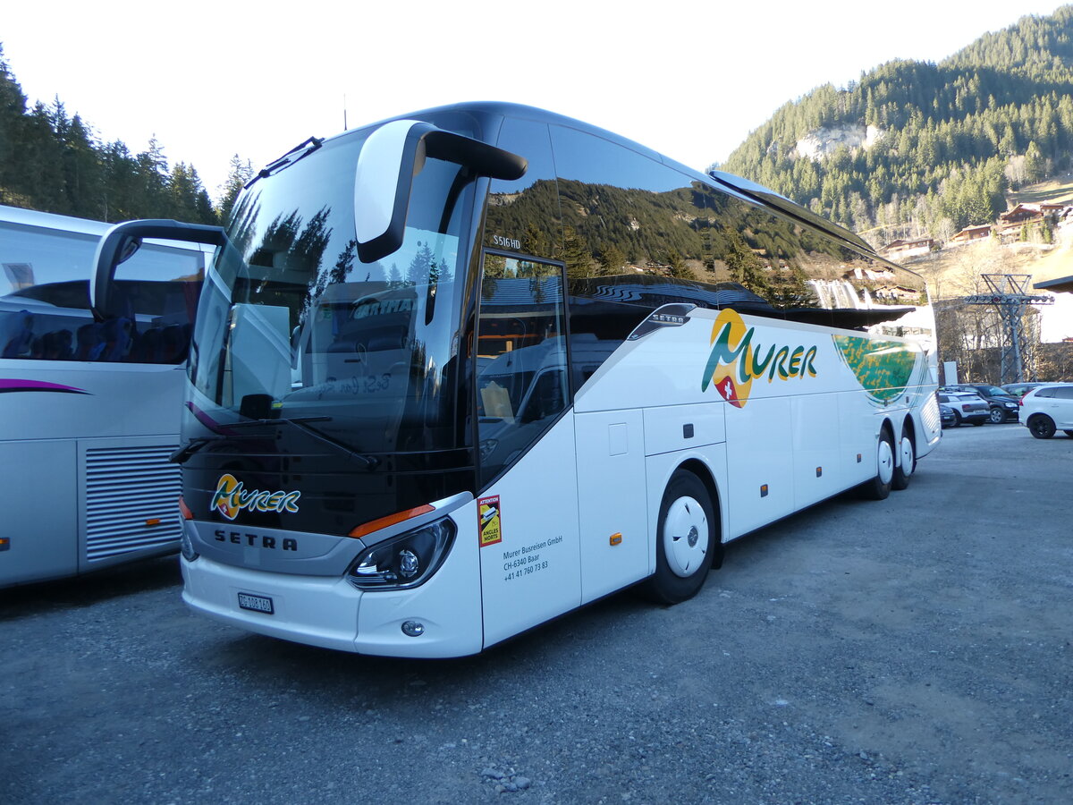 (244'785) - Murer, Baar - ZG 108'160 - Setra am 7. Januar 2023 in Adelboden, ASB