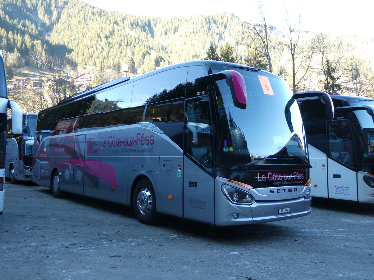 (244'836) - Auto-Transports, La Cte-aux-Fes - NE 993 - Setra am 7. Januar 2023 in Adelboden, ASB