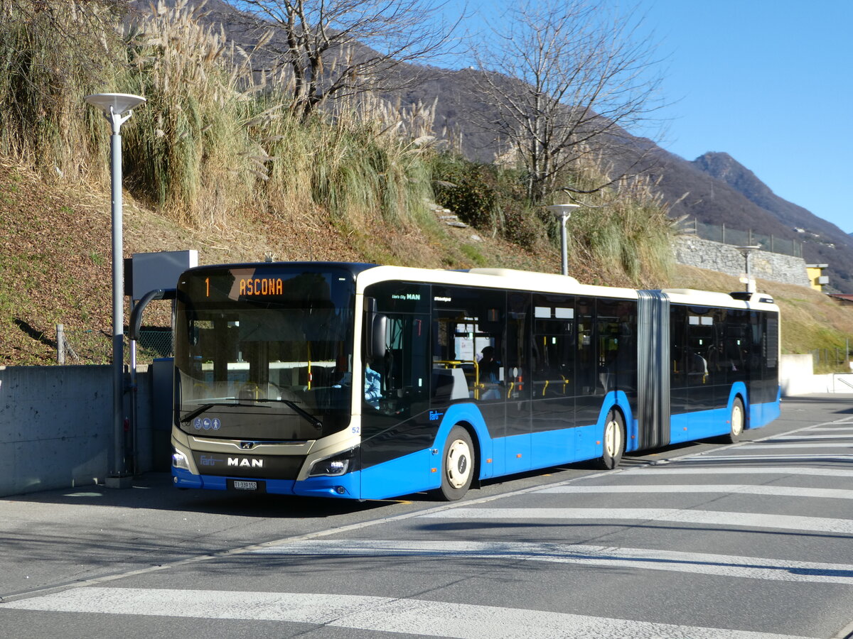 (244'907) - FART Locarno - Nr. 52/TI 339'152 - MAN am 10. Januar 2023 beim Bahnhof Tenero