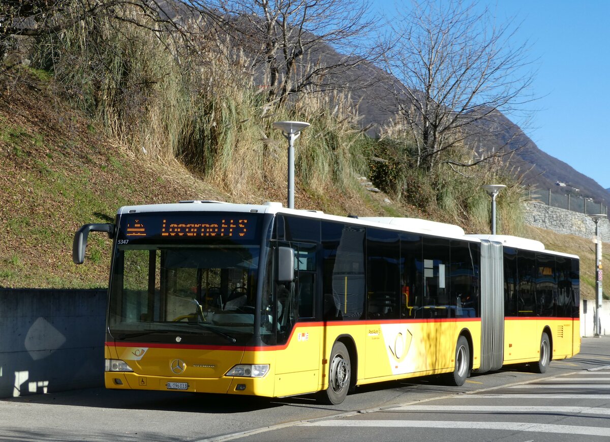 (244'917) - PostAuto Nordschweiz - BL 196'033/PID 5347 - Mercedes am 10. Januar 2023 beim Bahnhof Tenero