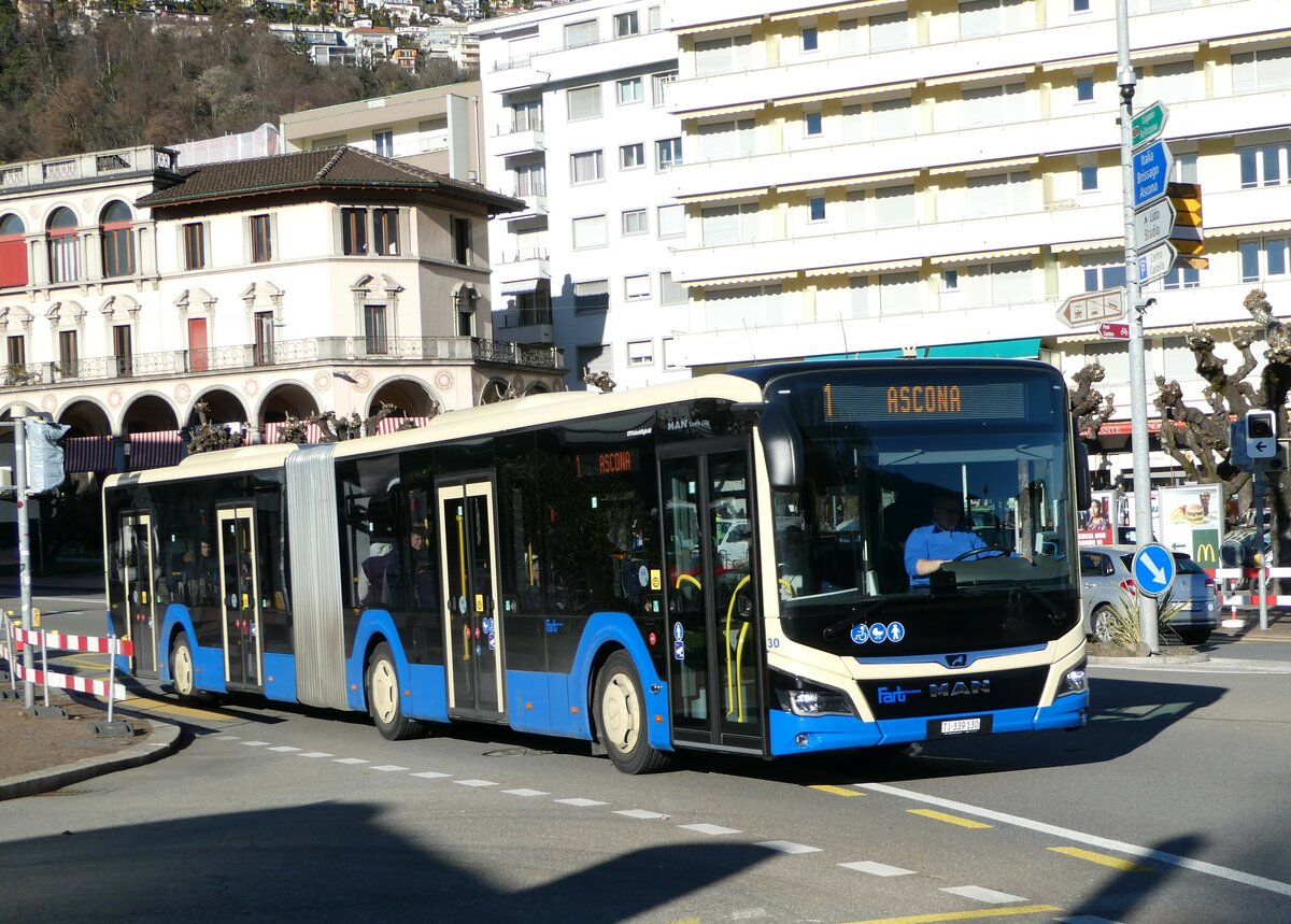 (244'932) - FART Locarno - Nr. 30/TI 339'130 - MAN am 10. Januar 2023 beim Bahnhof Locarno