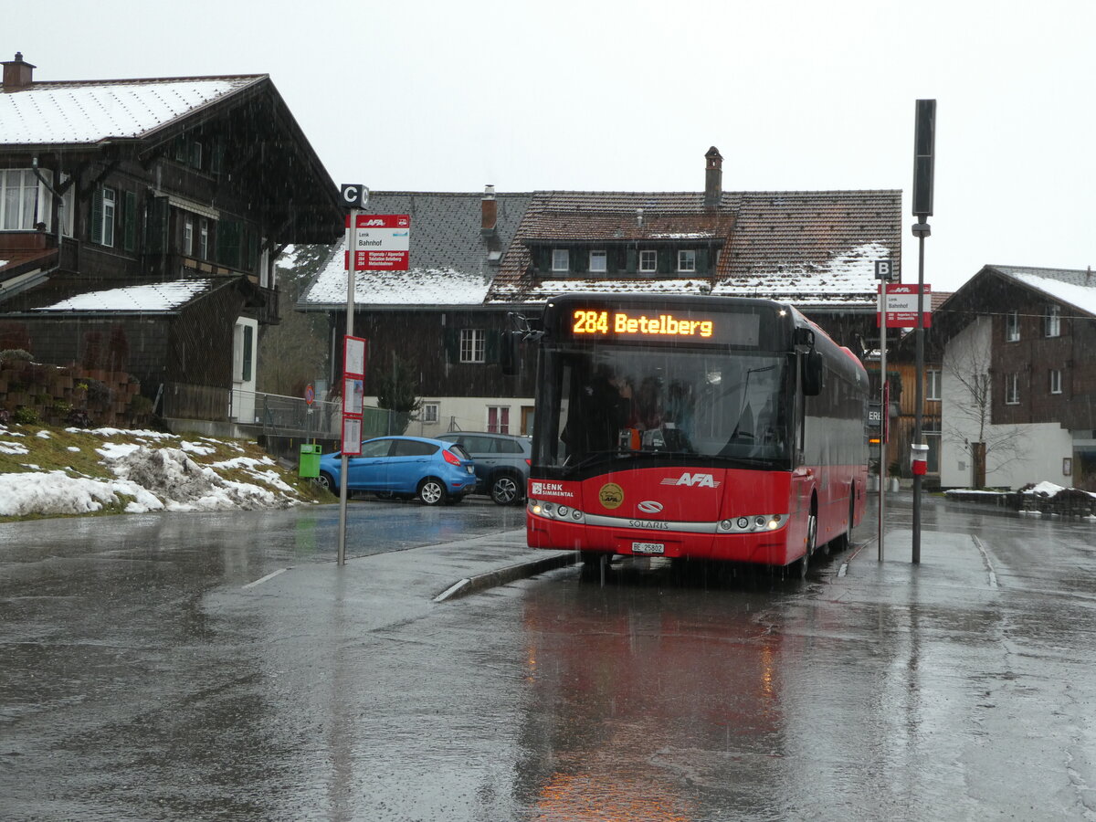 (245'081) - AFA Adelboden - Nr. 51/BE 25'802 - Solaris am 15. Januar 2023 beim Bahnhof Lenk