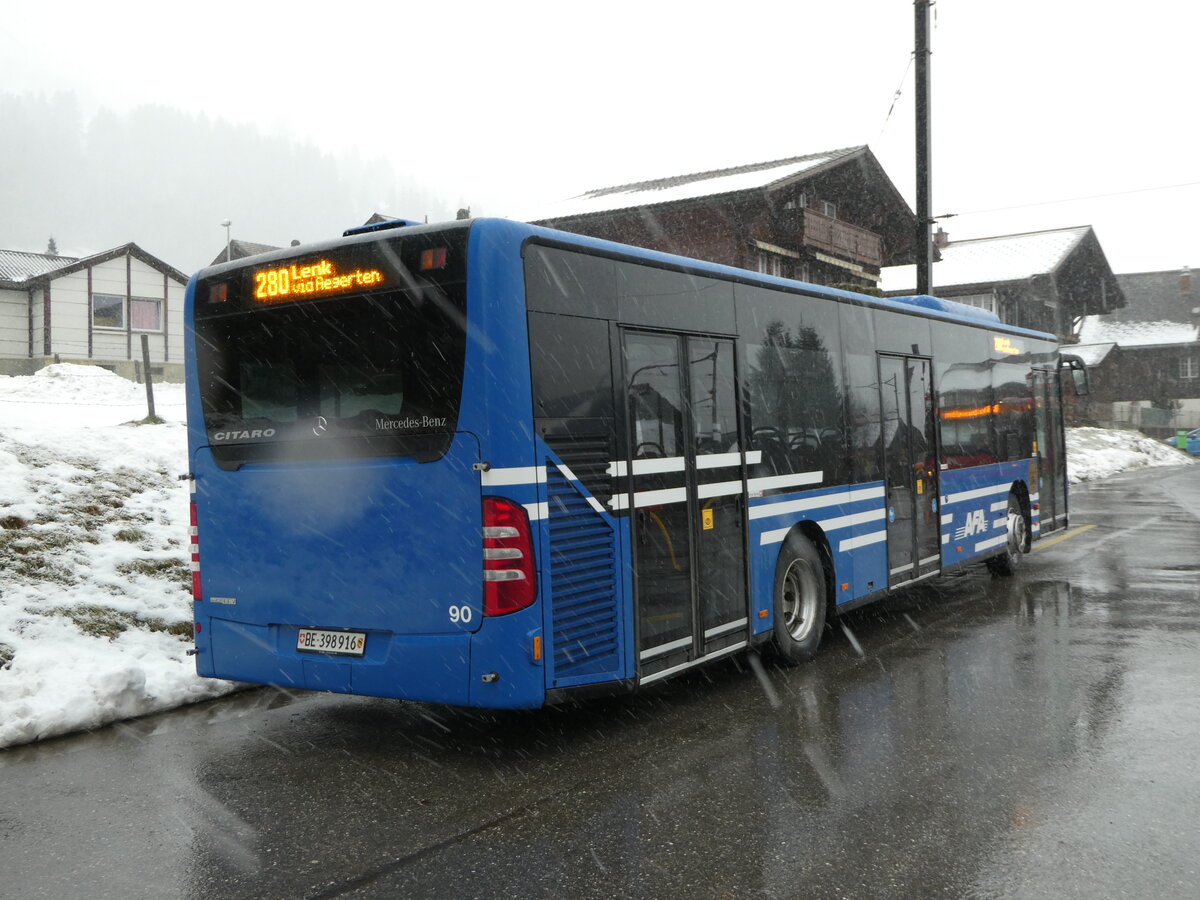 (245'087) - AFA Adelboden - Nr. 90/BE 398'916 - Mercedes am 15. Januar 2023 beim Bahnhof Lenk