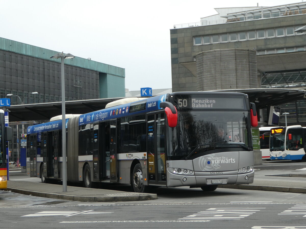 (245'388) - AAGR Rothenburg - Nr. 13/LU 233'710 - Solaris am 25. Januar 2023 beim Bahnhof Luzern